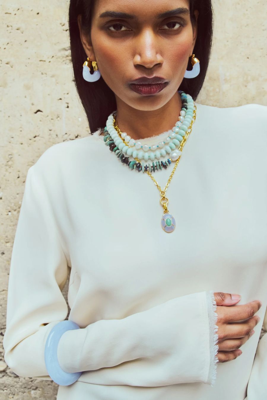 Ridge Cuff in Marbled Blue Lace