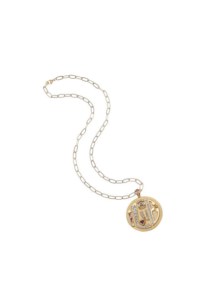 Jumbo Love Embellished Coin Necklace