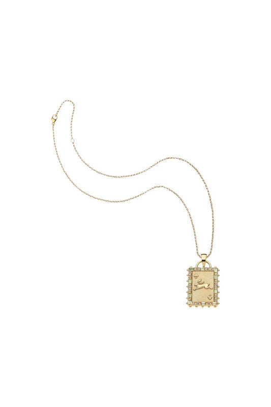 LUCKY Queen of Clubs Card Necklace