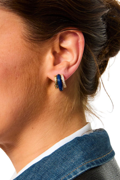 The Stone Huggie Earrings in Lapis