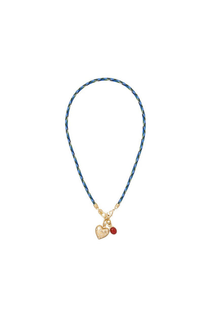The Happy Cord Charm Necklace in Tartan