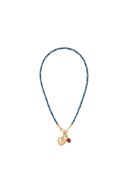 The Happy Cord Charm Necklace in Tartan