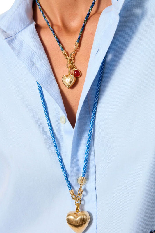 The Happy Cord Charm Necklace in Tartan