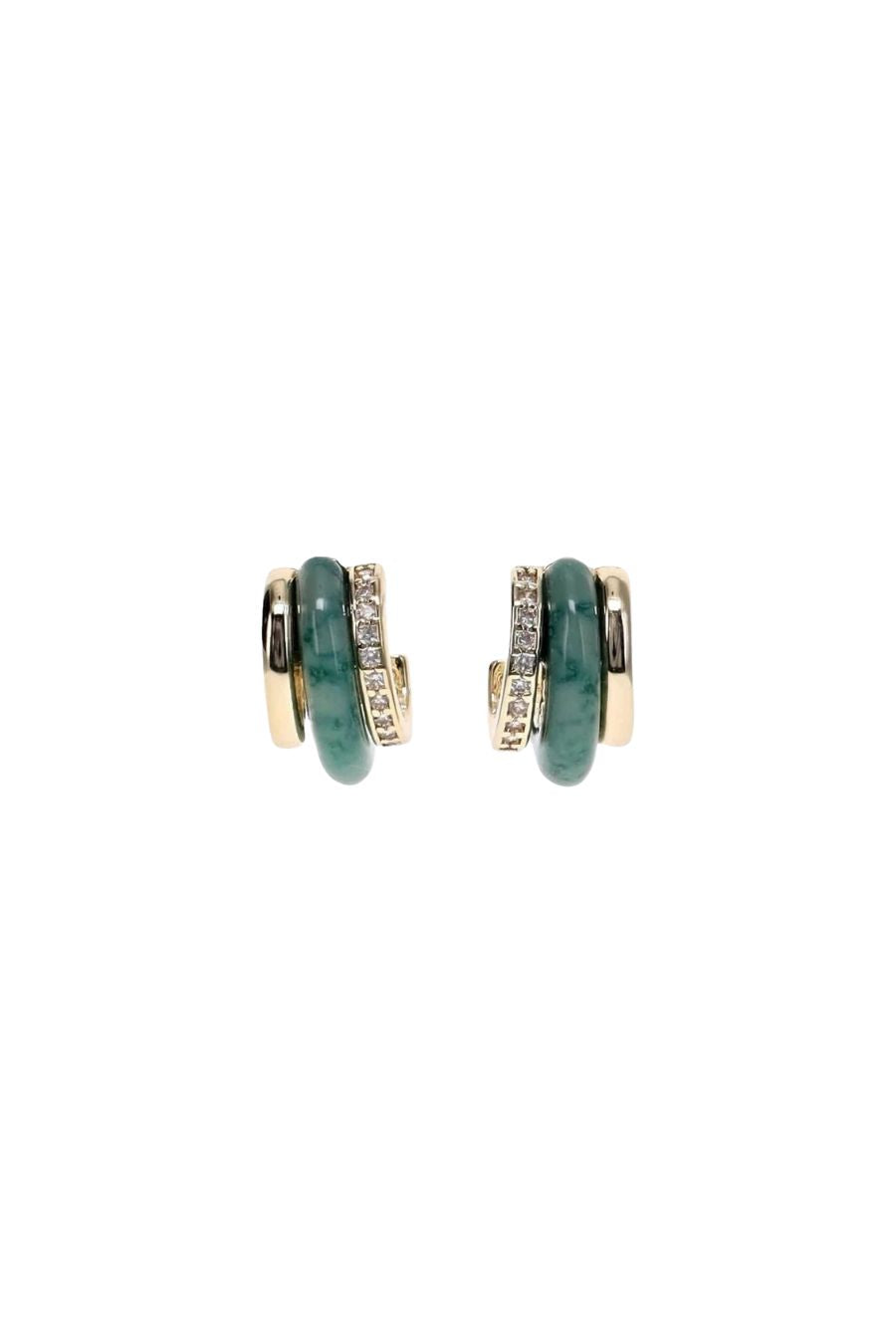 The Stone Huggie Earrings in Moss/Agate