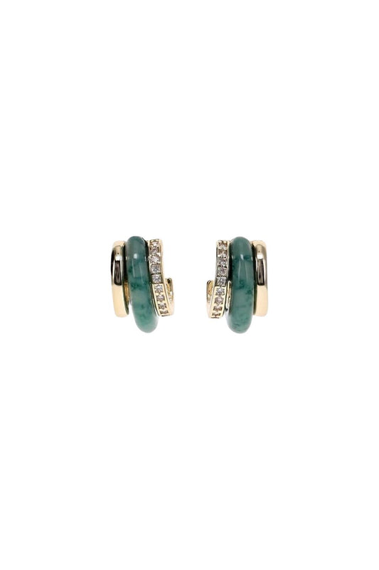 The Stone Huggie Earrings in Moss/Agate