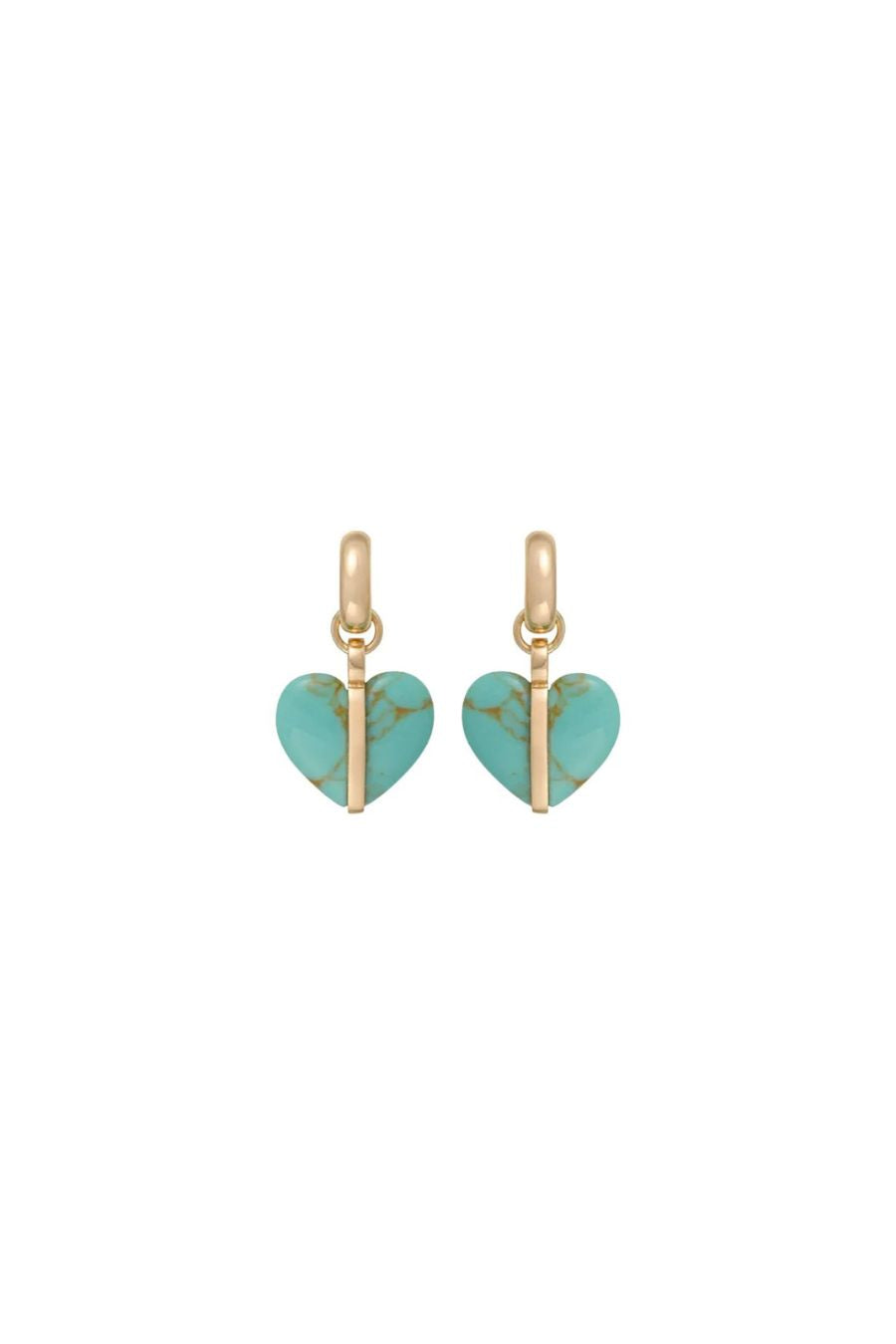 The Stone Mini Heart Earrings in Gold/Turquoise