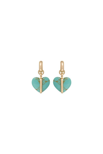 The Stone Mini Heart Earrings in Gold/Turquoise