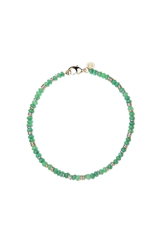 Gumdrop Beaded Necklace in Green Jade Gilver
