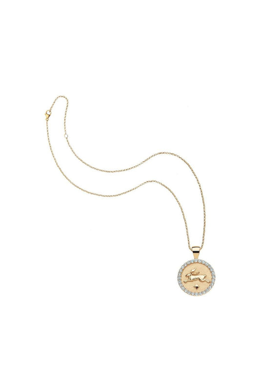 LUCKY Rabbit Small Embellished Coin Necklace-