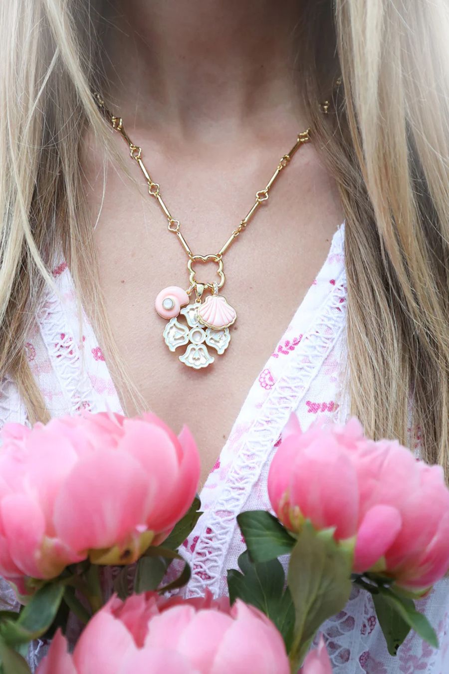 Sankaty Scallop Charm in Pink Coral