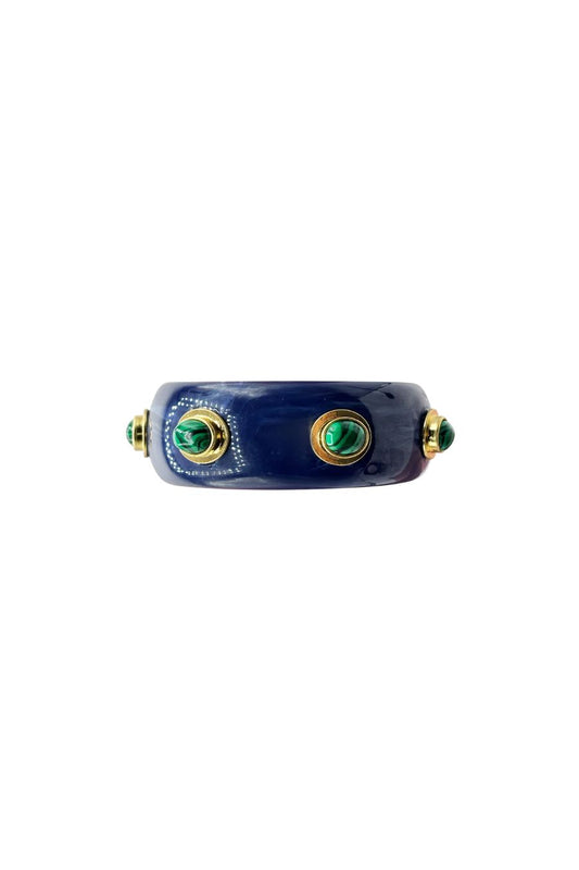Renee Bangle In Lapis Resin And Malachite Stones