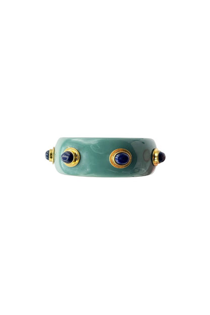 Renee Bangle In Turquoise Resin And Lapis Stones