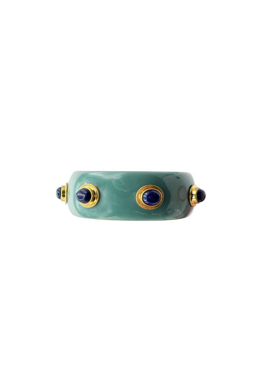 Renee Bangle In Turquoise Resin And Lapis Stones