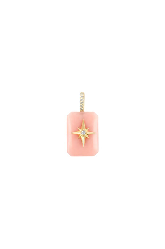 Pink Opal Emerald Cut Cabochon Starburst Pendant
