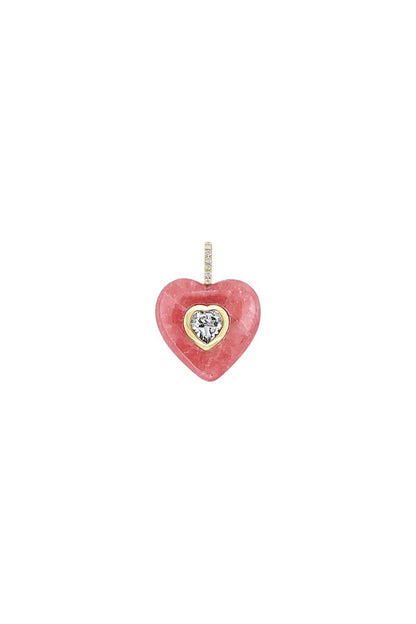 Pink Rhodochrosite Heart Pendant