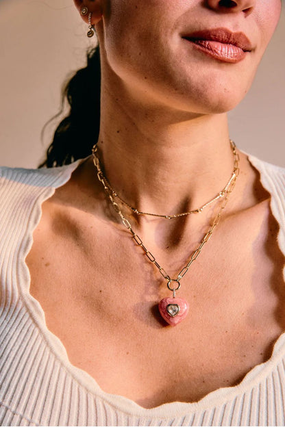 Pink Rhodochrosite Heart Pendant