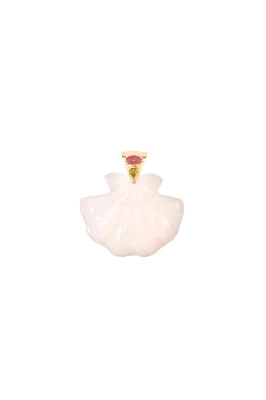 Extra Large White Onyx Scallop Shell Pendant