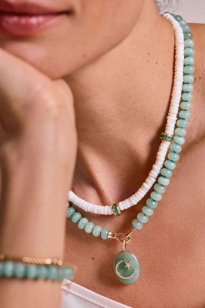 Green Aventurine Rondelle Bead Necklace