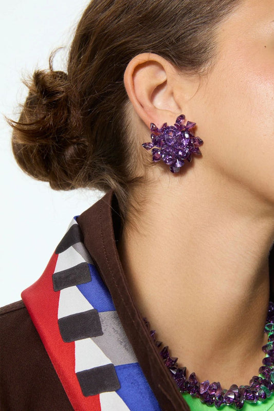 The Cubic Cluster Earrings in Grape