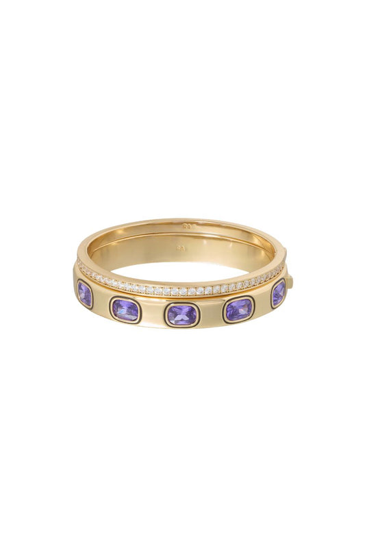 The Cubic Hinged Cuff Duo in Amethyst