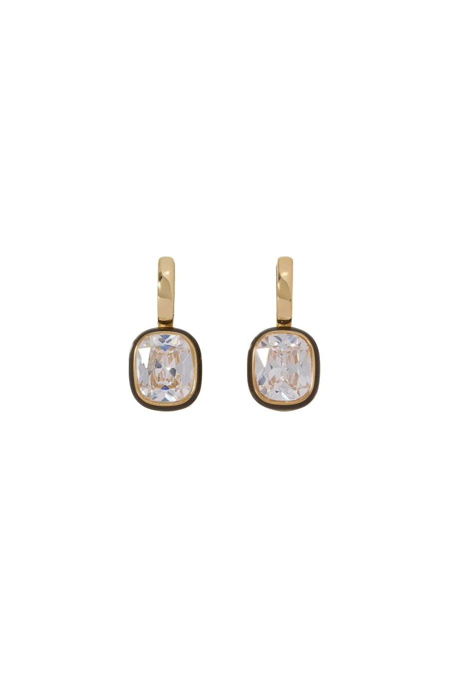 Cubic Cushion Drop Earrings-Diamond