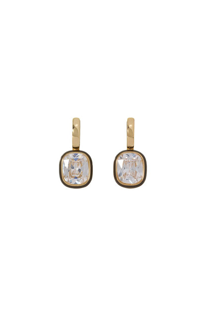 Cubic Cushion Drop Earrings-Diamond