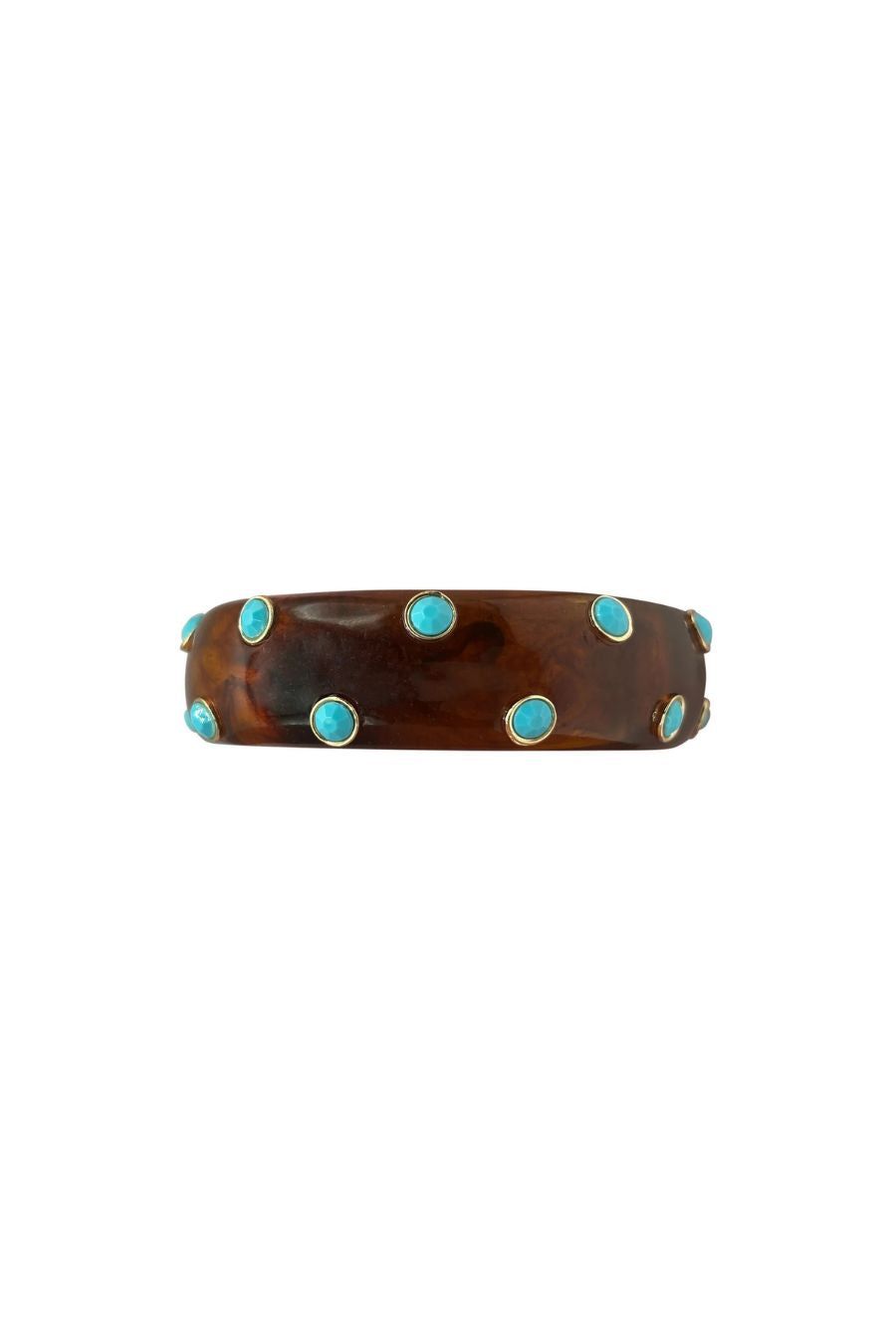 Seraphina Tortoise Resin Bangle With Turquoise Glass Stones