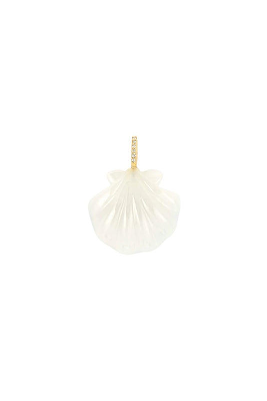 Large White Onyx Scallop Shell Pendant