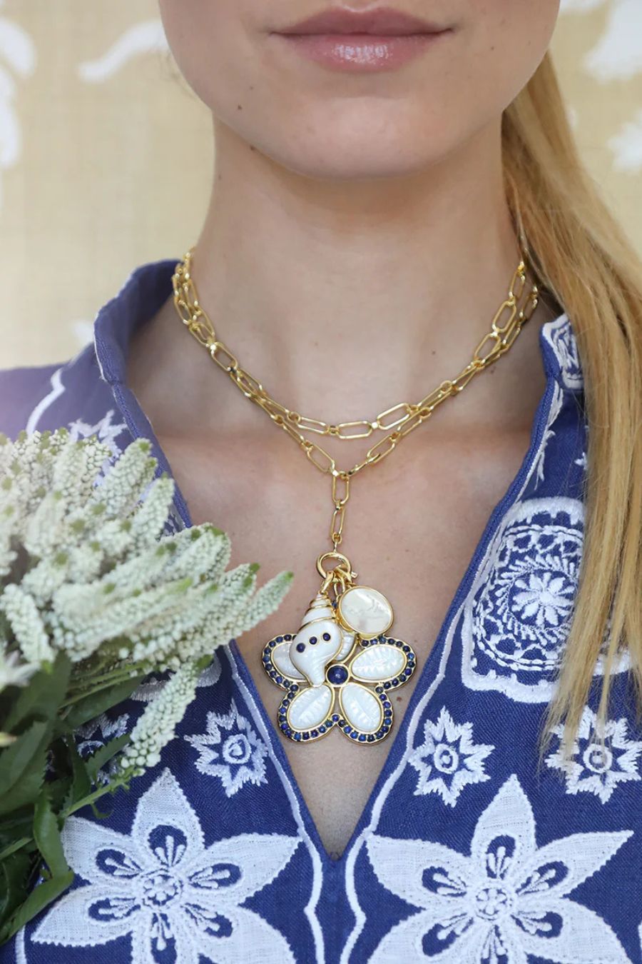 Puka Shell Pendant in Lapis
