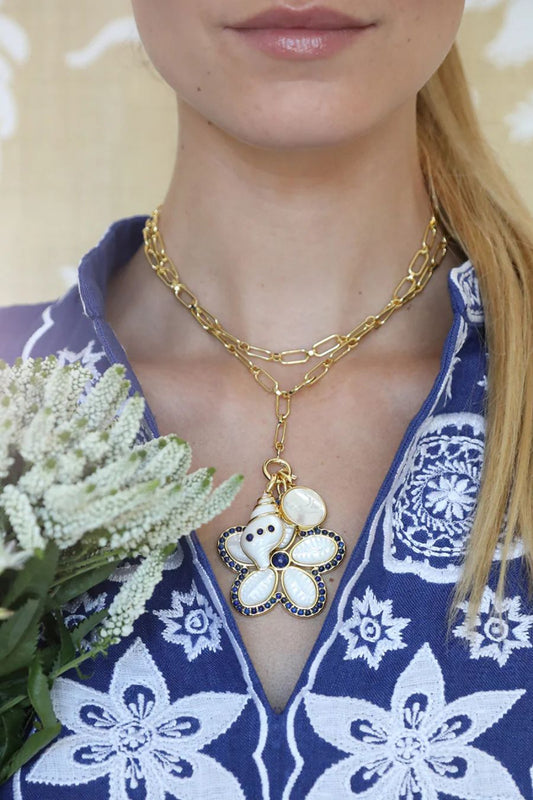 Puka Shell Pendant in Lapis
