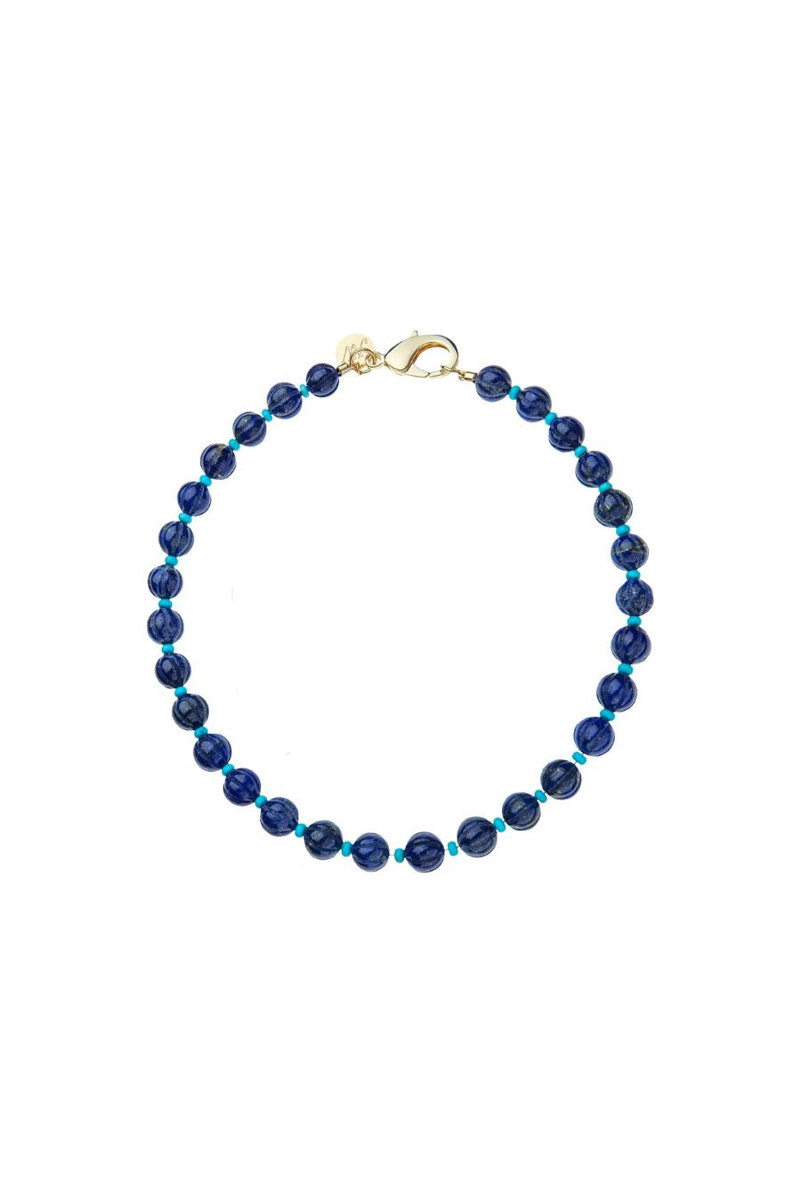 Lapis Pumpkin Bead Necklace