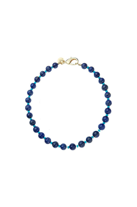 Lapis Pumpkin Bead Necklace