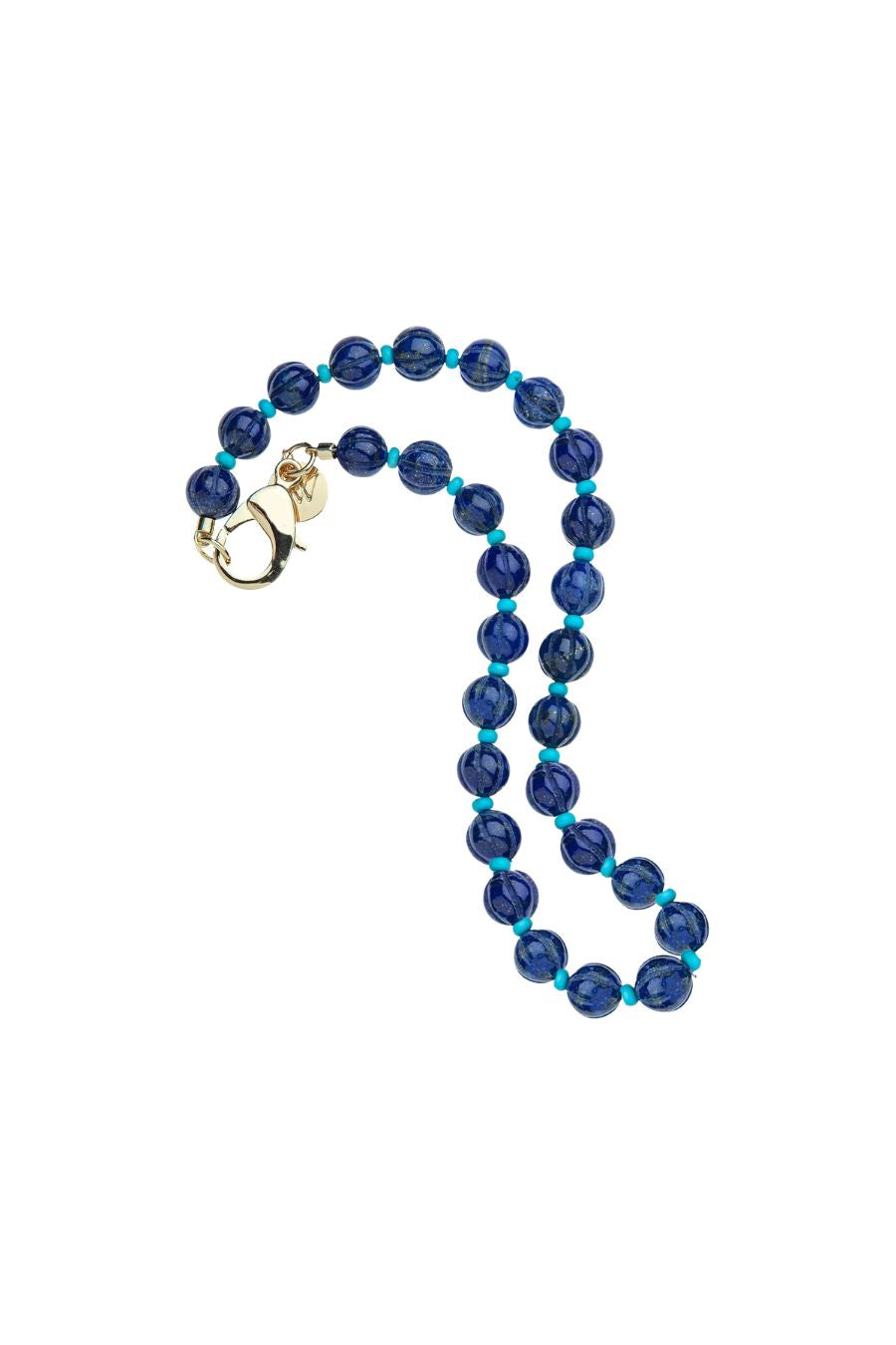 Lapis Pumpkin Bead Necklace