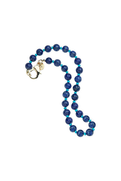 Lapis Pumpkin Bead Necklace