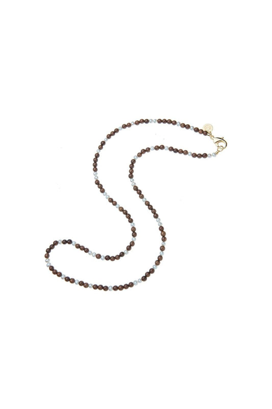 Double Wrap Wood and Pearl Necklace