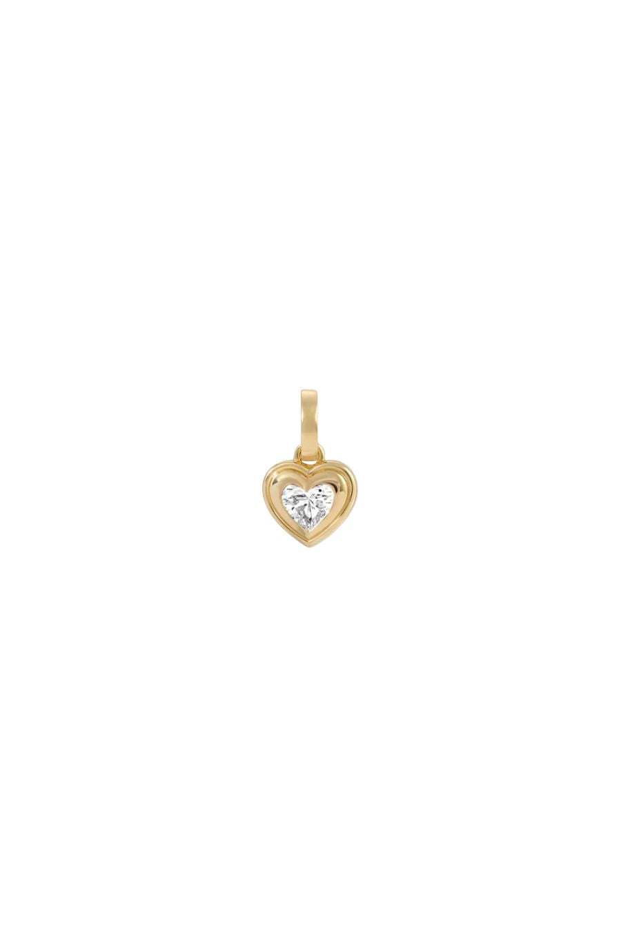 Groovy Diamond Solitaire Heart Hinged Charm Lab Grown