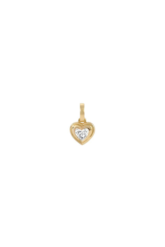 Groovy Diamond Solitaire Heart Hinged Charm Lab Grown