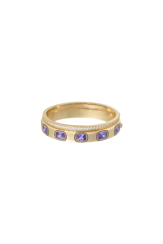 The Cubic Hinged Cuff Duo in Amethyst
