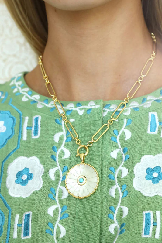 Sunflower Pendant MOP/TQ