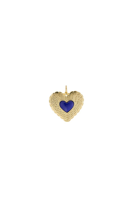Basketweave Heart Charm in Lapis