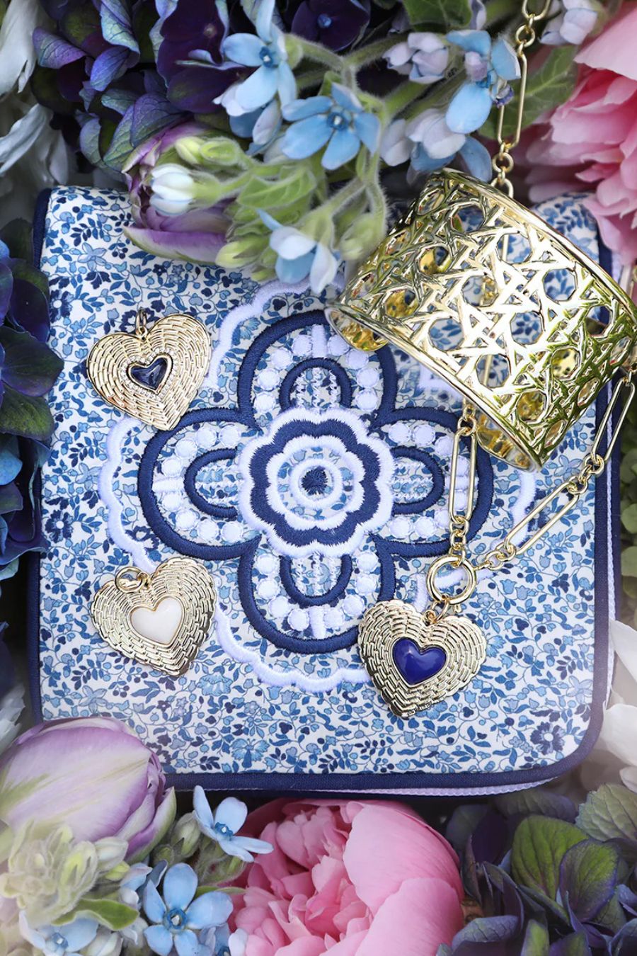 Basketweave Heart Charm in Lapis