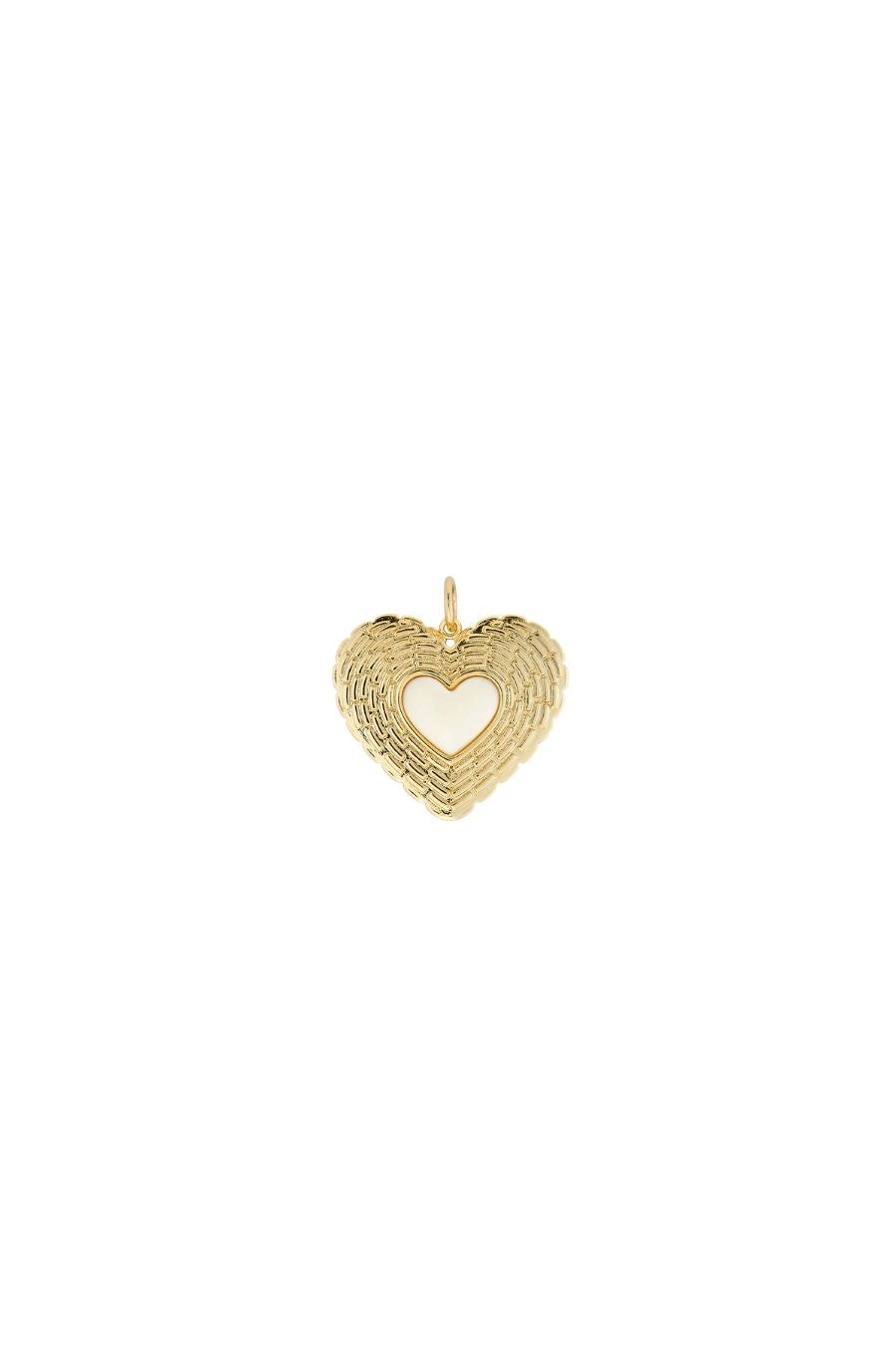 Basketweave Heart Charm in Ivory