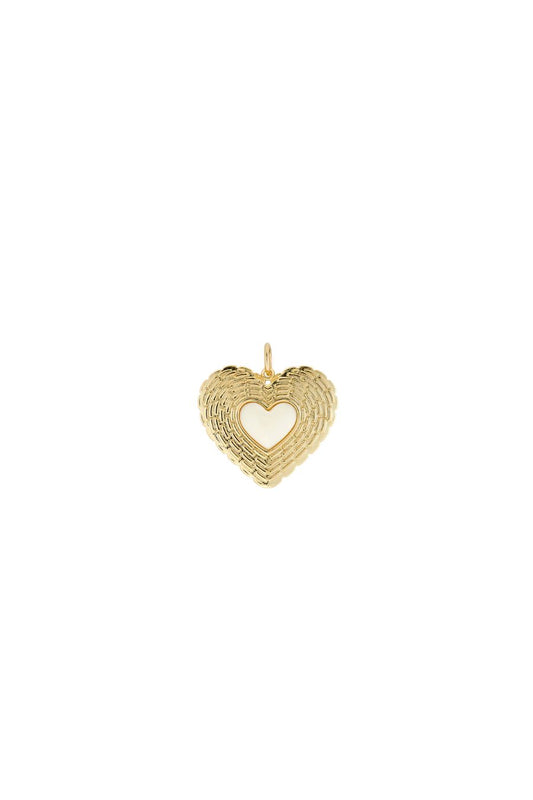 Basketweave Heart Charm in Ivory