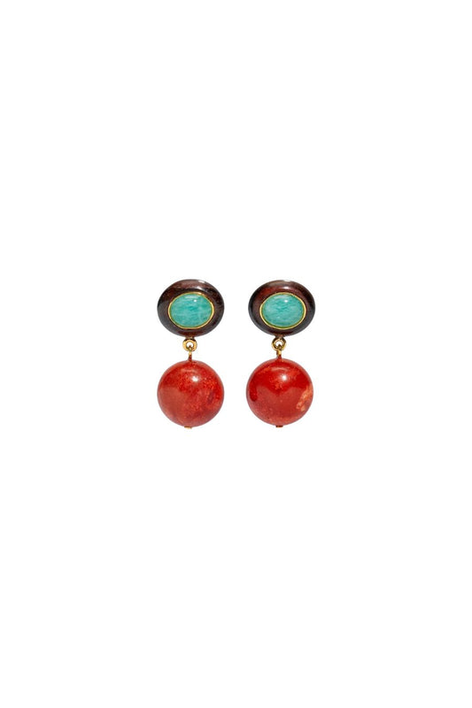 Laurel Earrings in Coral