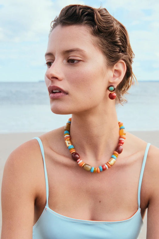 Laurel Earrings in Coral