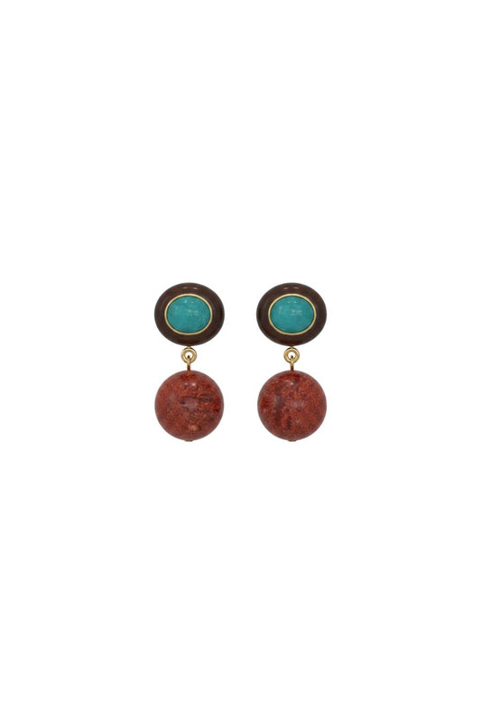 Laurel Earrings in Coral
