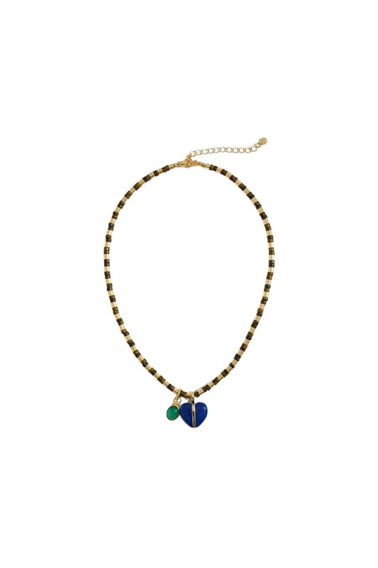 The Heishi Necklace in Tiger Eye/Gold