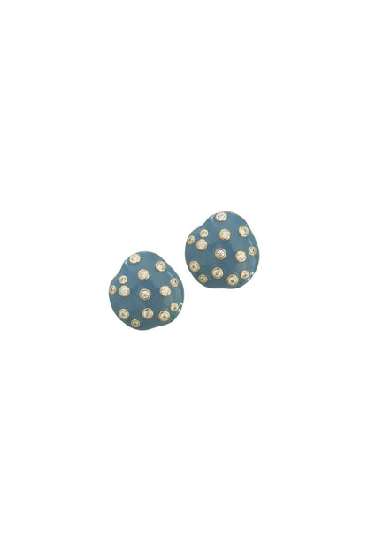 Dusty Blue Embellished Pebble Studs