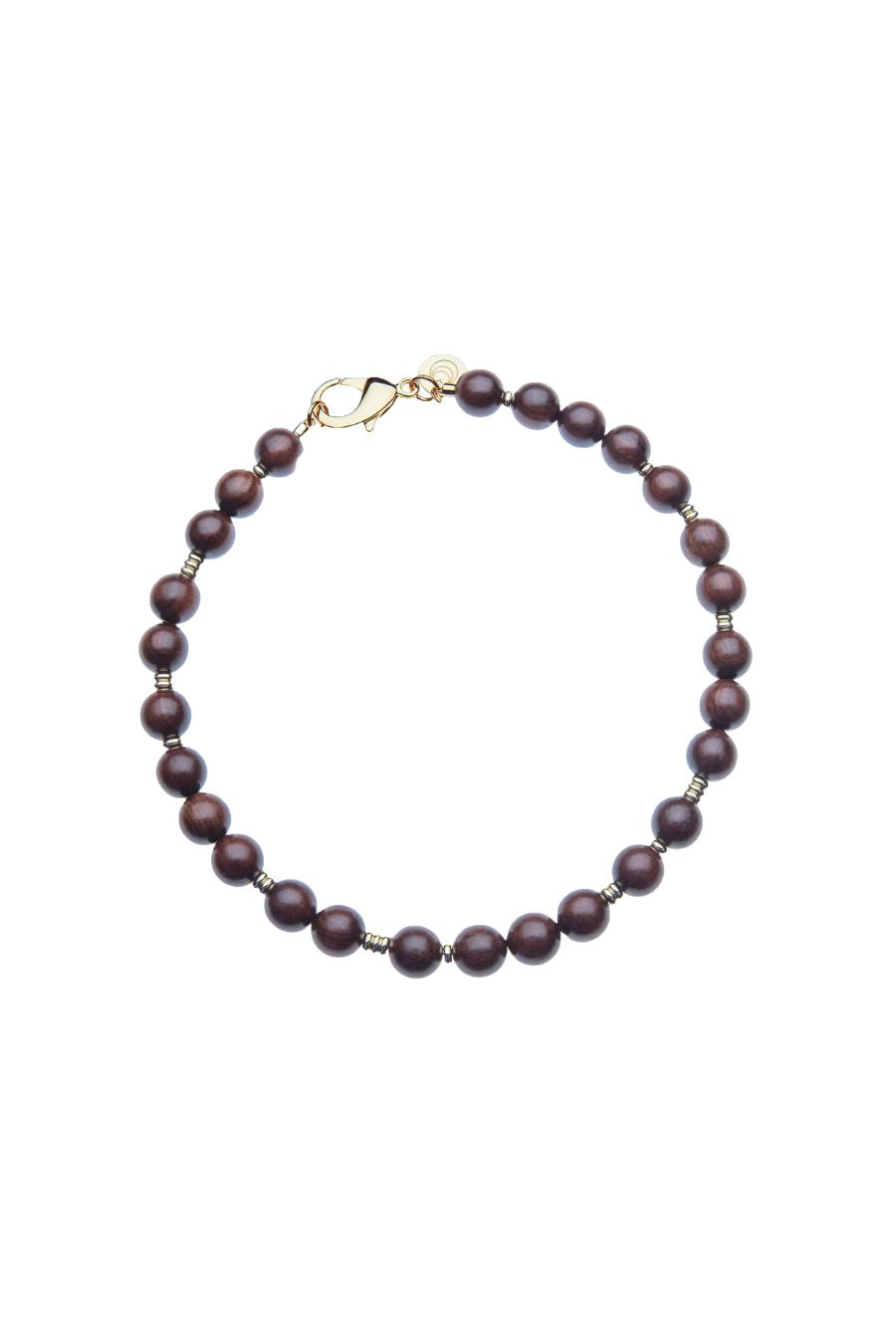 Wood and Gold Beaded Necklace