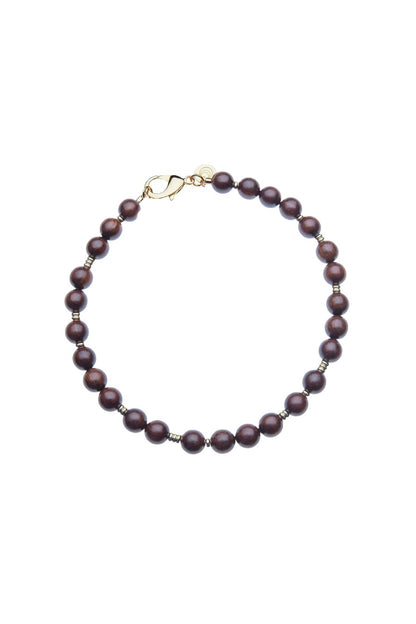 Wood and Gold Beaded Necklace